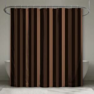 Brown Black Stripes Shower Curtain